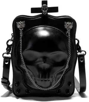 Halloween Crossbody Bag Unique and Eye catching Gothic Shoulder Purse PU Leather Satchel Party Bags for Women