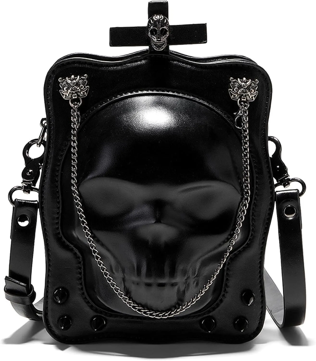 Halloween Crossbody Bag Unique and Eye catching Gothic Shoulder Purse PU Leather Satchel Party Bags for Women