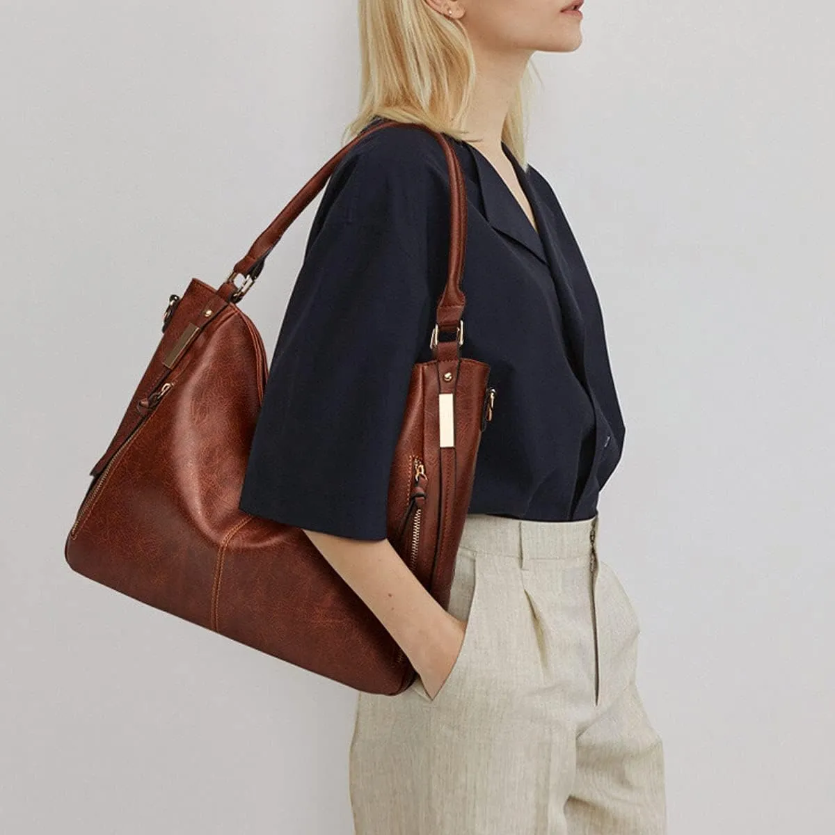 Handbags for Women Shoulder Tote Zipper Purse PU Leather Top-handle Satchel Bags With Tassle