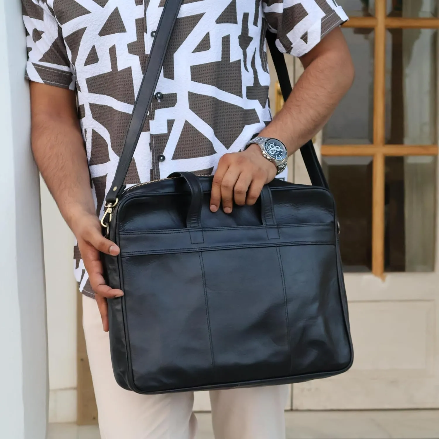 Handcrafted Classic Leather Laptop Bag, 16 Inch