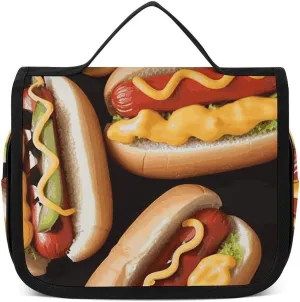 Hanging Toiletry Bag for Women Men Portable Waterproof Makeup Bag Organizer Fun Food Hot Dogs Travel Toiletry Bag