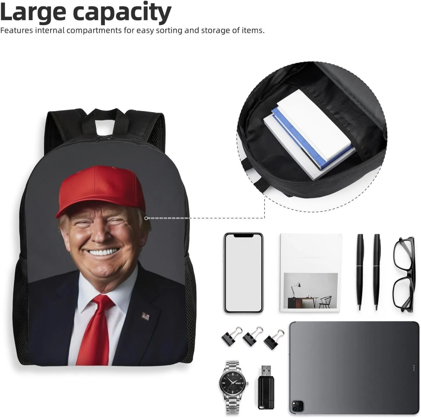 Happy Trump Backpack Waterproof Anti Theft Durable Light Laptop Bag Backpacks For Women Men Travel Gym Backpack