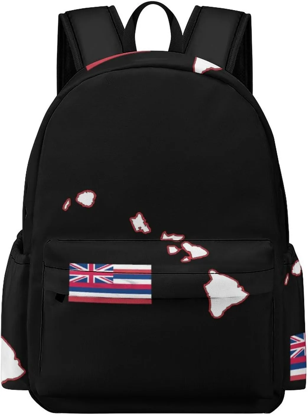 Hawaii State Map and Flag Durable Backpack Lightweight Bag with Main Compartment and Pockets Casual Travel Laptop Daypack, 42x30x15cm