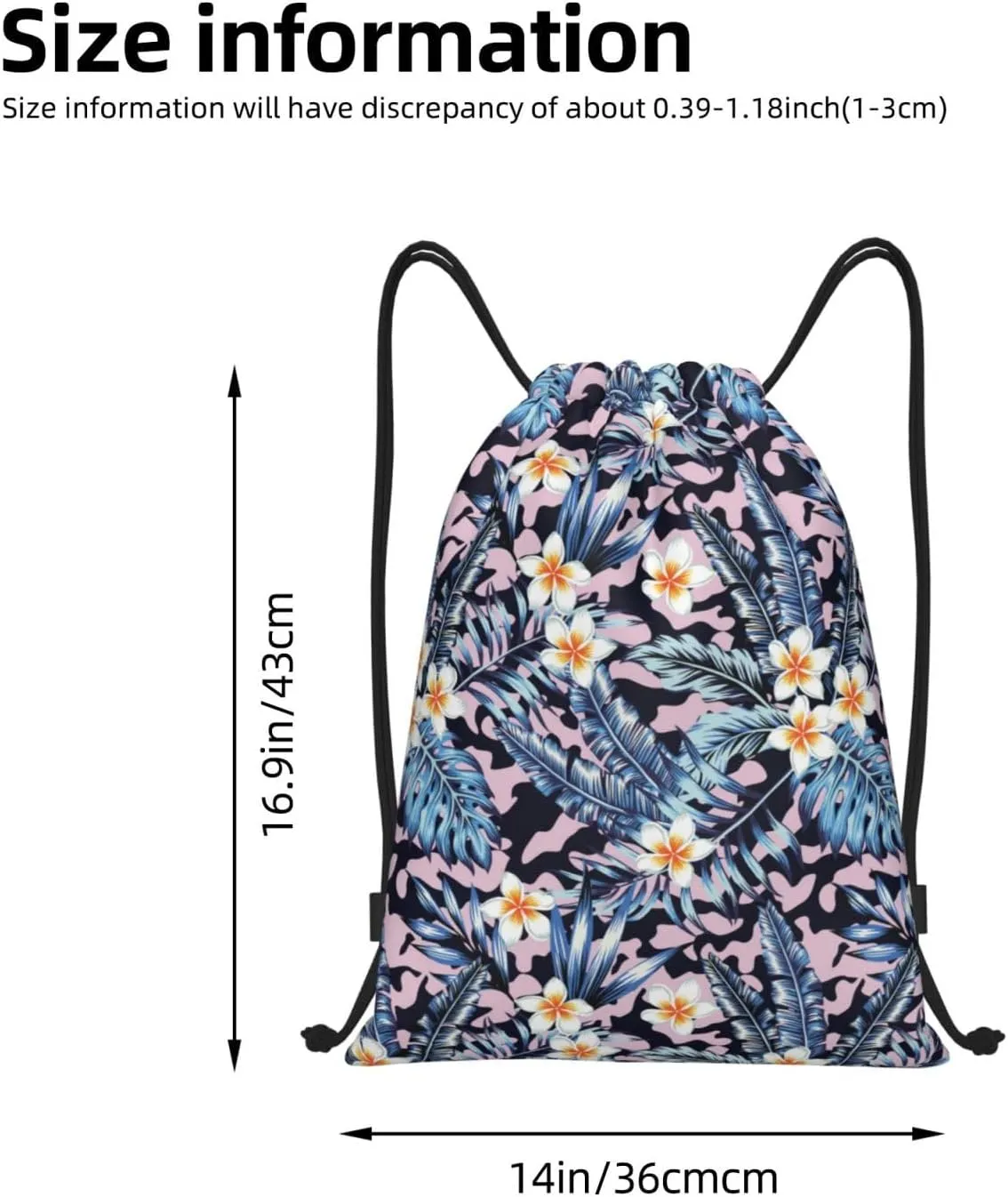 Hawaiian Flower Floral Drawstring Bags Casual String Daypack for Women Men Sport Gym Yoga Travel Backpacks