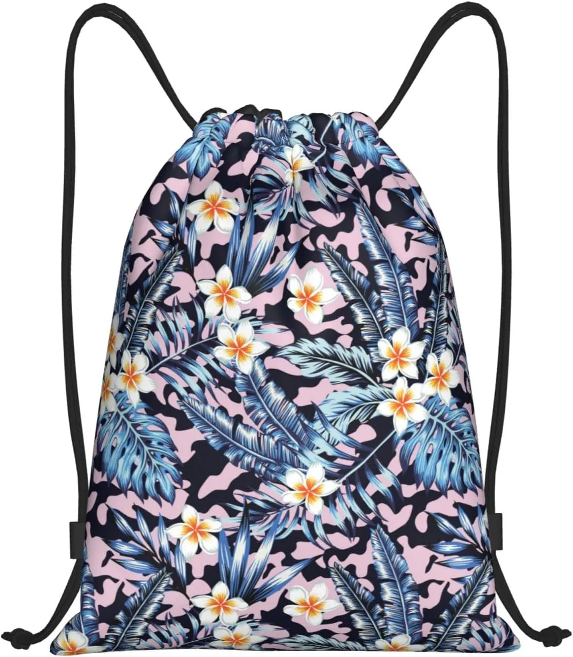 Hawaiian Flower Floral Drawstring Bags Casual String Daypack for Women Men Sport Gym Yoga Travel Backpacks
