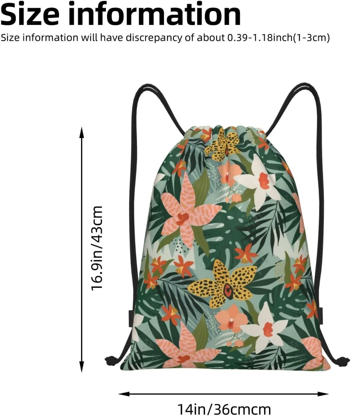 Hawaiian Flower Floral Drawstring Bags Casual String Daypack for Women Men Sport Gym Yoga Travel Backpacks