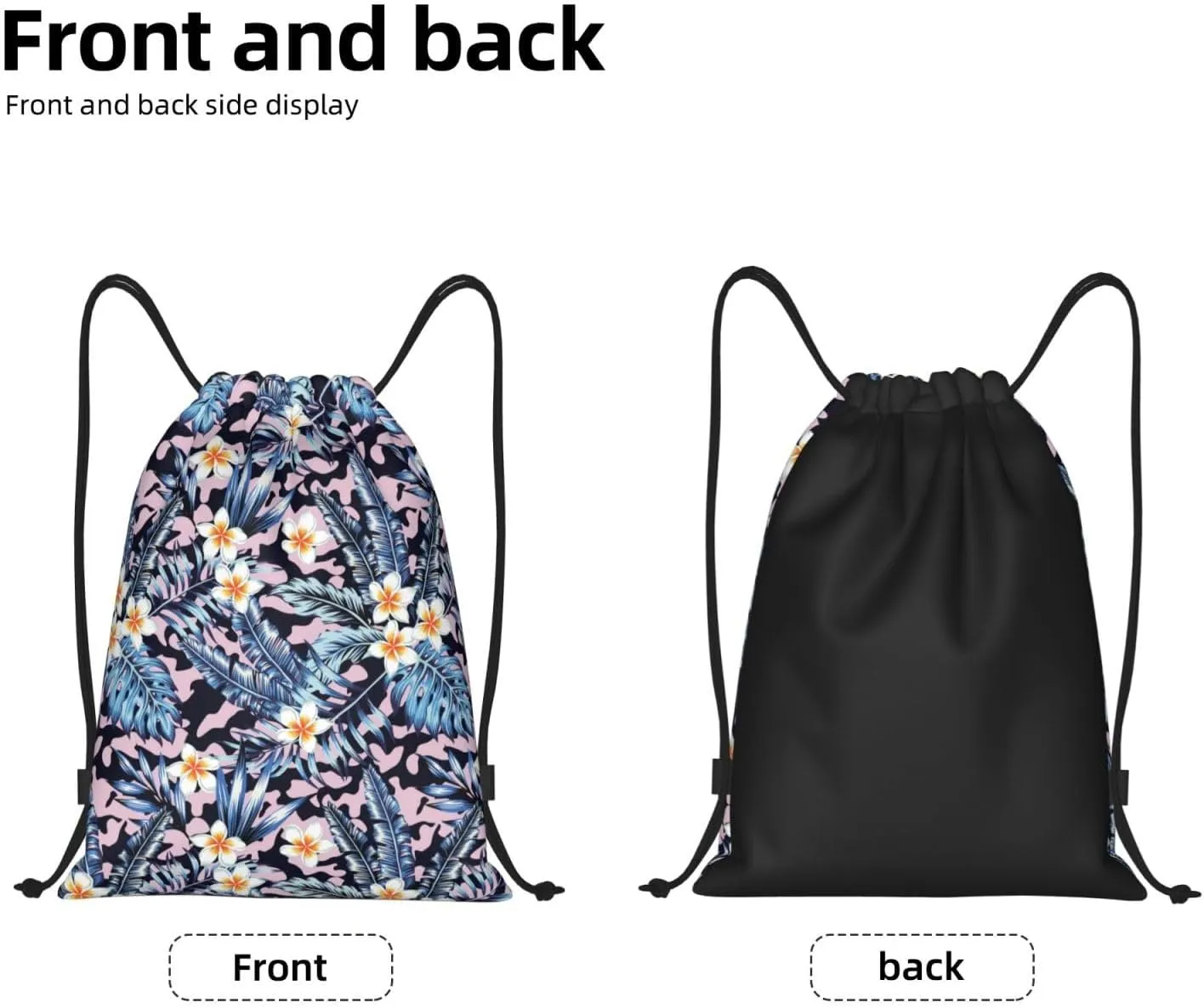 Hawaiian Flower Floral Drawstring Bags Casual String Daypack for Women Men Sport Gym Yoga Travel Backpacks