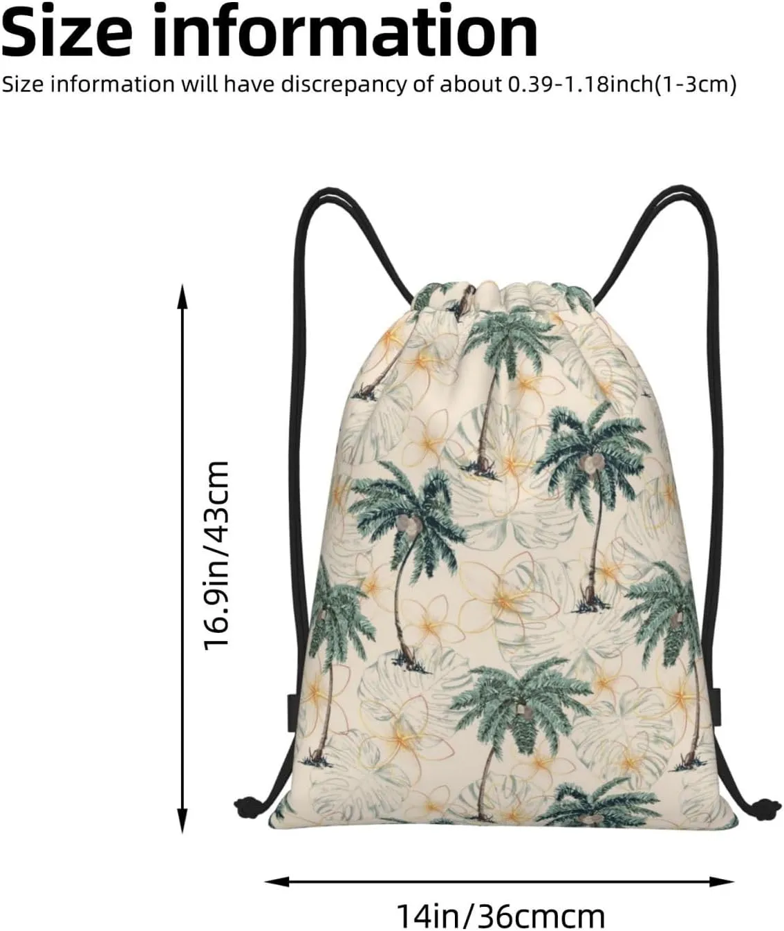 Hawaiian Flower Floral Drawstring Bags Casual String Daypack for Women Men Sport Gym Yoga Travel Backpacks