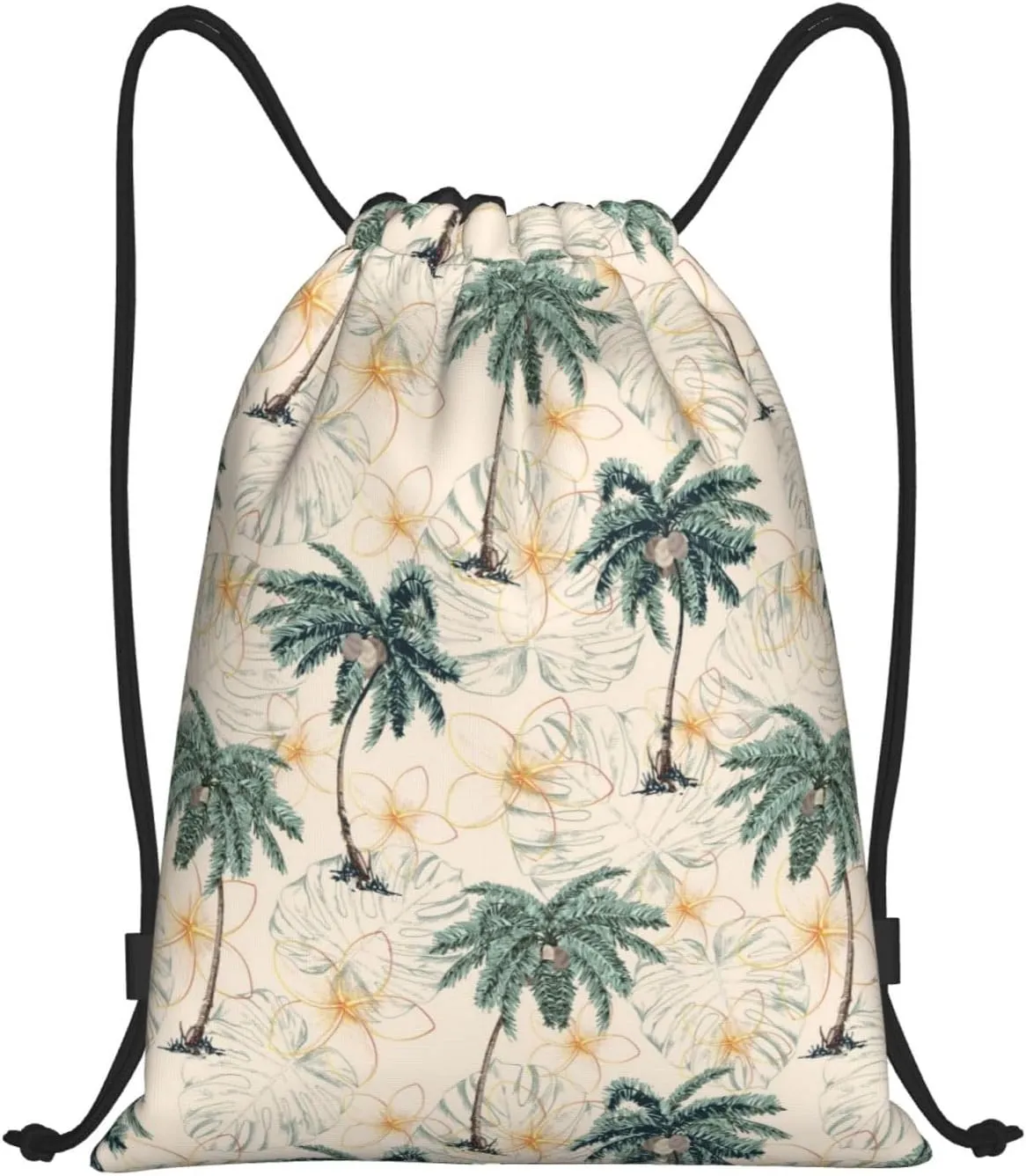 Hawaiian Flower Floral Drawstring Bags Casual String Daypack for Women Men Sport Gym Yoga Travel Backpacks