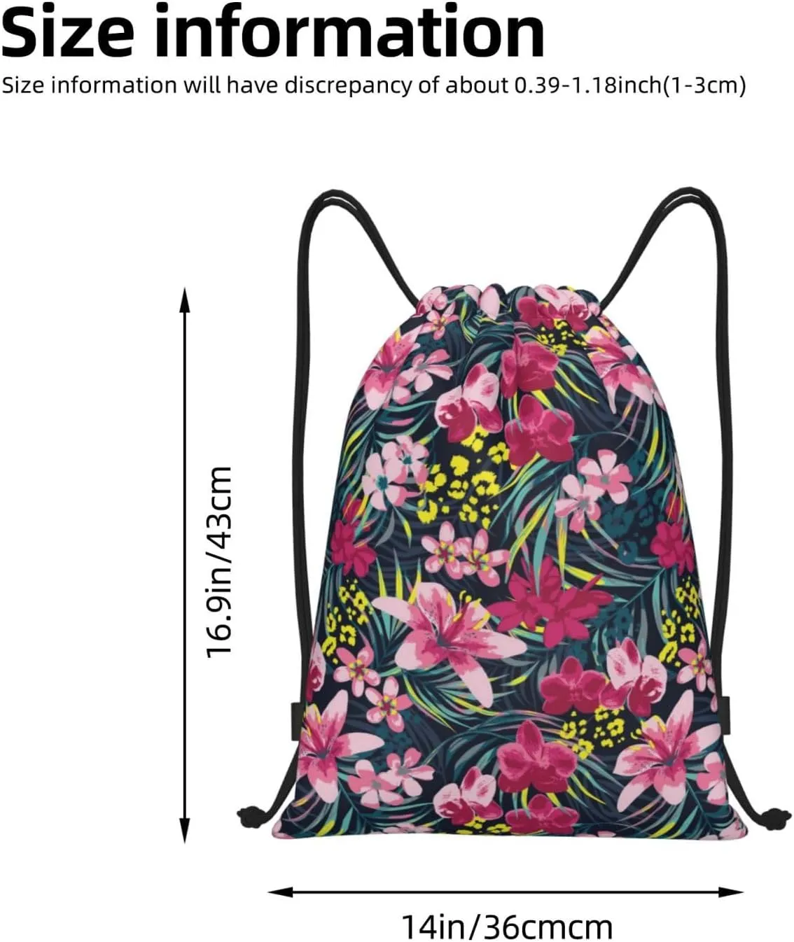 Hawaiian Flower Floral Drawstring Bags Casual String Daypack for Women Men Sport Gym Yoga Travel Backpacks