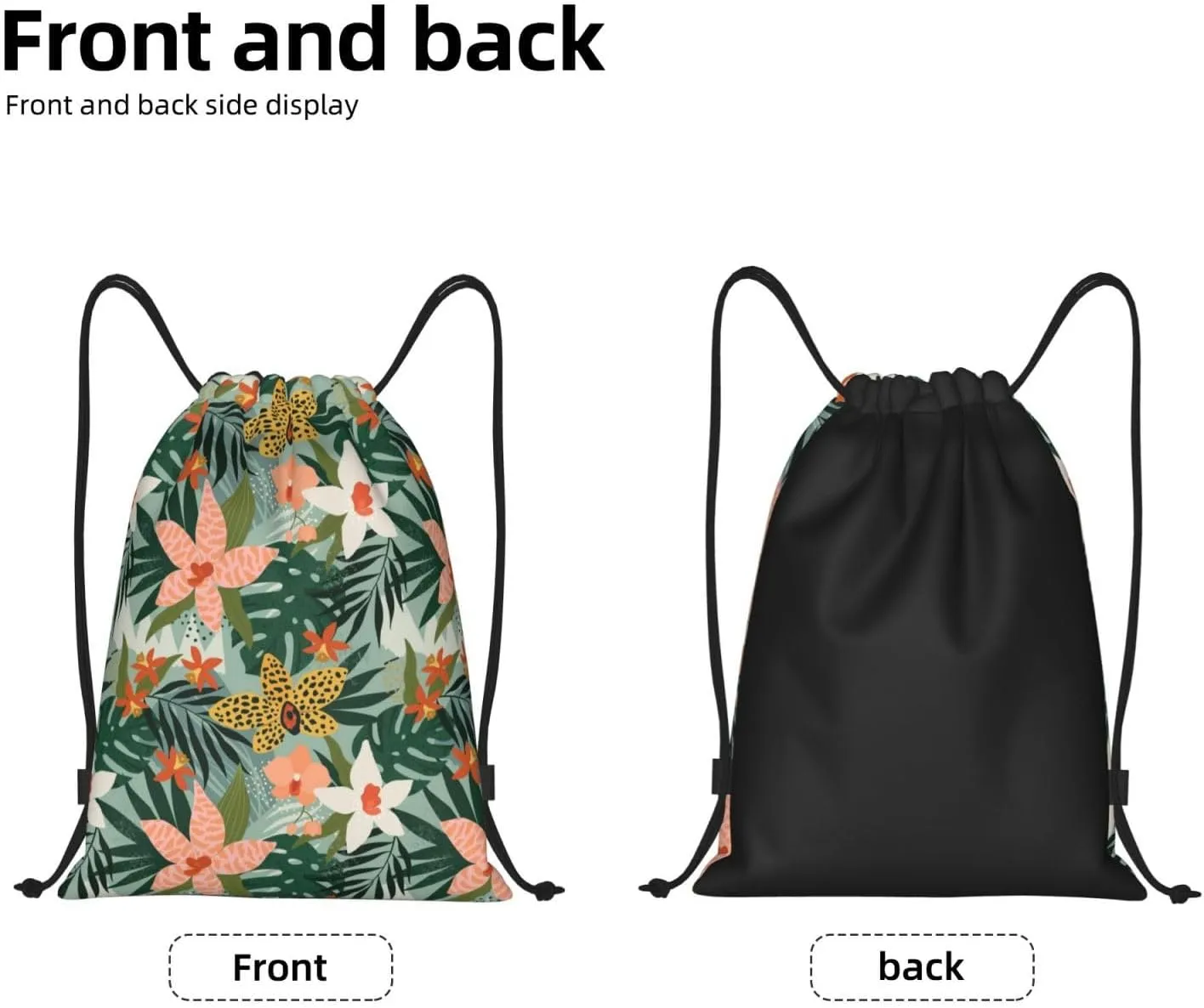 Hawaiian Flower Floral Drawstring Bags Casual String Daypack for Women Men Sport Gym Yoga Travel Backpacks