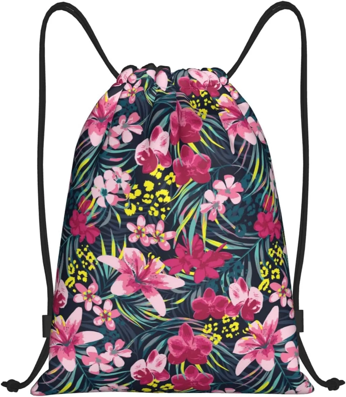 Hawaiian Flower Floral Drawstring Bags Casual String Daypack for Women Men Sport Gym Yoga Travel Backpacks