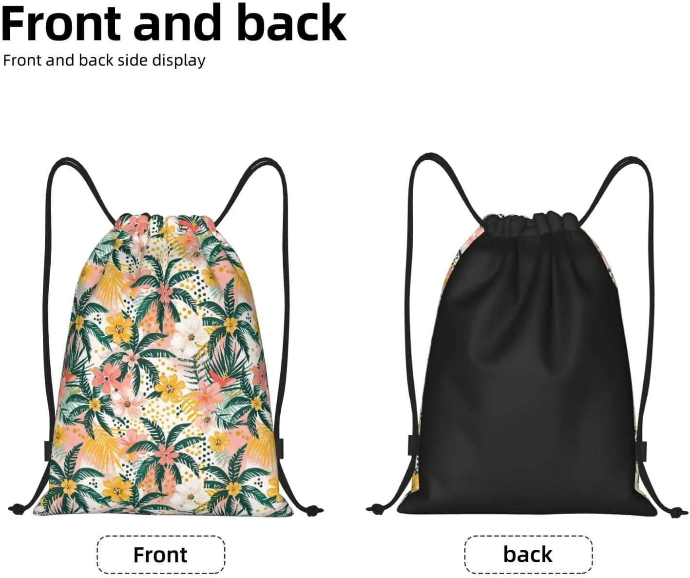 Hawaiian Flower Floral Drawstring Bags Casual String Daypack for Women Men Sport Gym Yoga Travel Backpacks