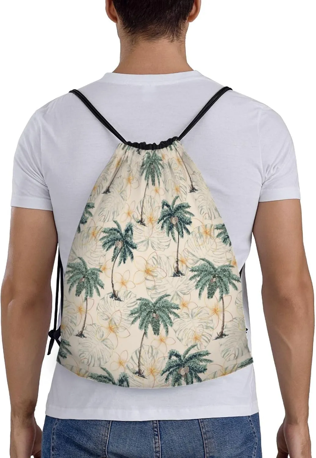 Hawaiian Flower Floral Drawstring Bags Casual String Daypack for Women Men Sport Gym Yoga Travel Backpacks