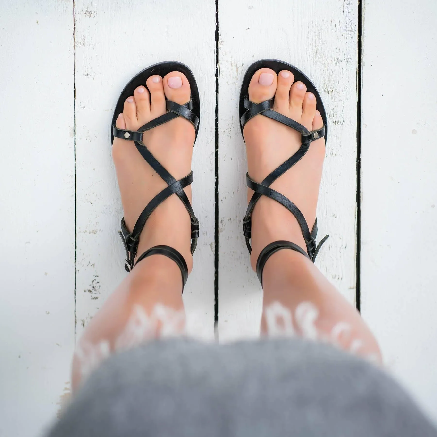 HELENE Black Leather Sandal