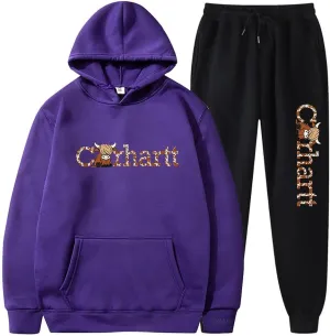 Highland Cow Hoodie Womens 2 Piece Outfits Cow Print Sweatsuit Sets with Joggers Sweatpants Fun Cow Lover Gift