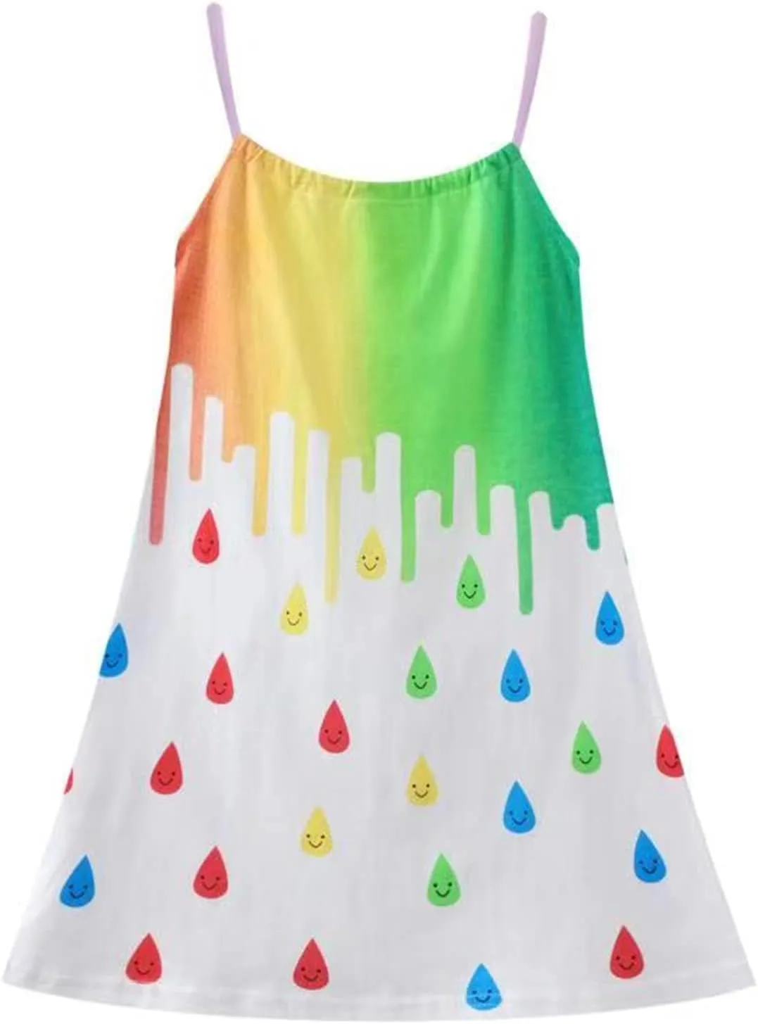 HILEELANG Girl Summer Cami Dress Sleeveless Tank Cotton Casual Spaghetti Strap Jersey Shirt Cool Beach Sundress
