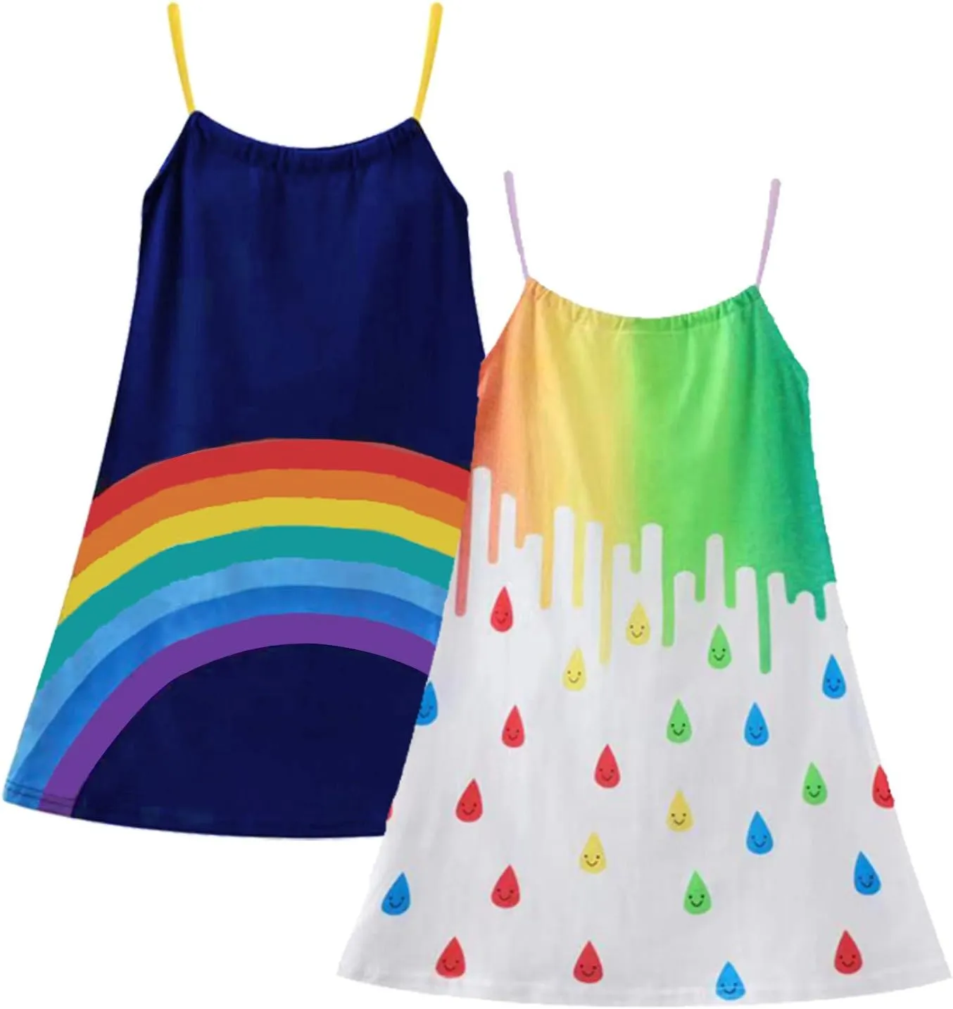 HILEELANG Girl Summer Cami Dress Sleeveless Tank Cotton Casual Spaghetti Strap Jersey Shirt Cool Beach Sundress