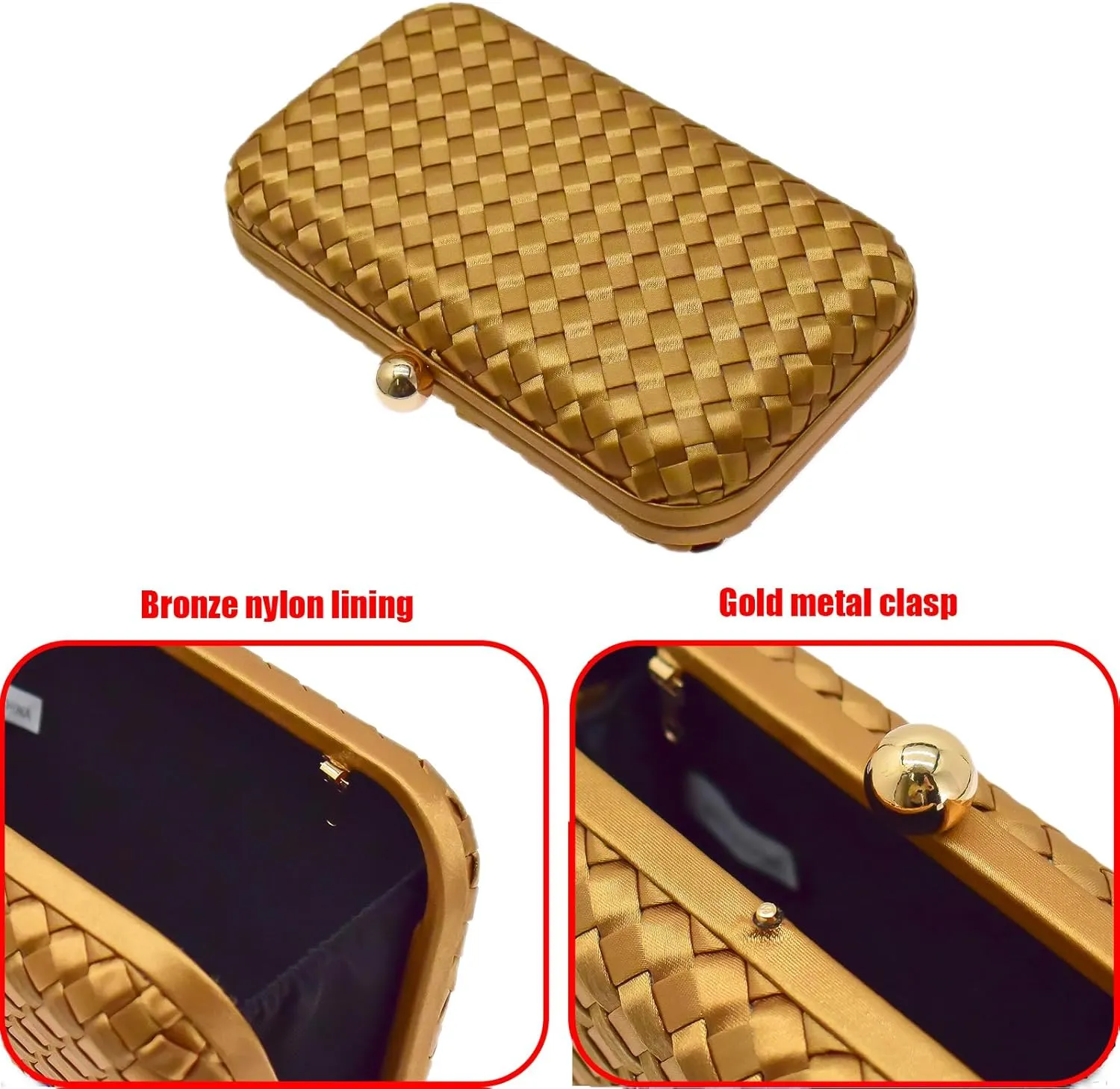 HUANG ZHUANG Handmade Woven Fabric Clutch Purse for Women Artificial Silk Crossbody handbag Banquet Dress Evening Bags