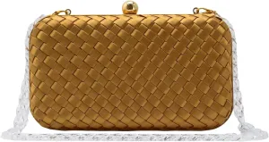 HUANG ZHUANG Handmade Woven Fabric Clutch Purse for Women Artificial Silk Crossbody handbag Banquet Dress Evening Bags