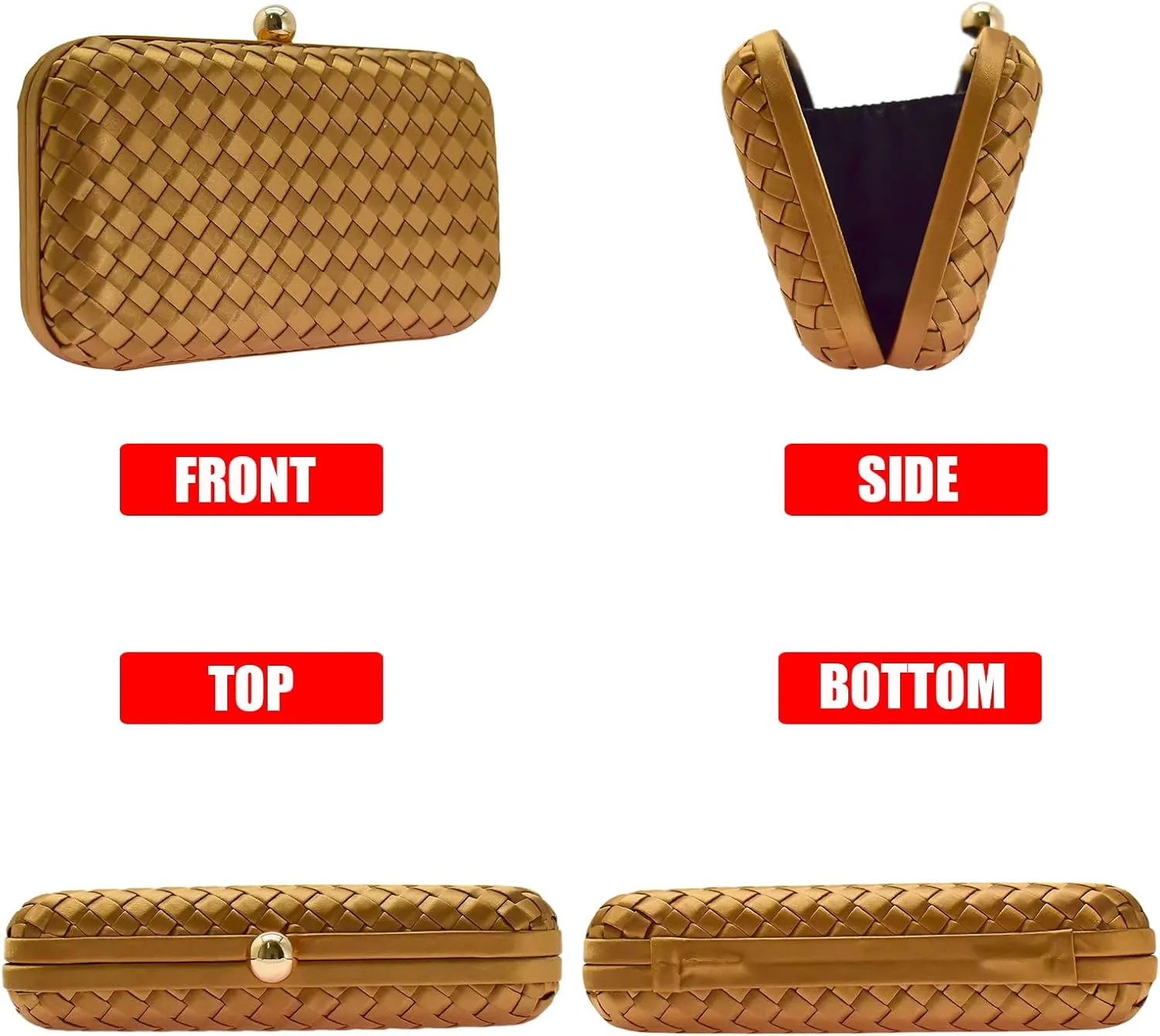 HUANG ZHUANG Handmade Woven Fabric Clutch Purse for Women Artificial Silk Crossbody handbag Banquet Dress Evening Bags