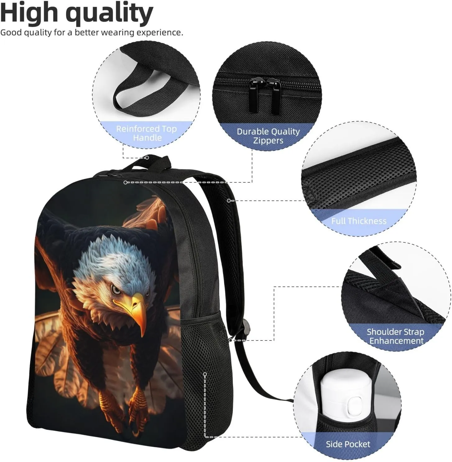 Hunting Eagle Backpack Waterproof Anti Theft Durable Light Laptop Bag Backpacks For Women Men Travel Gym Backpack