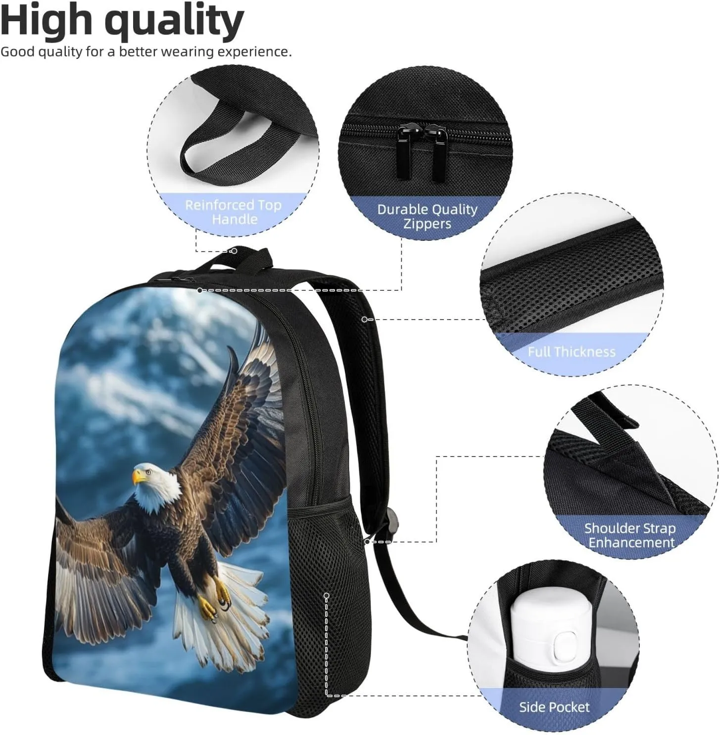 Hunting Eagle Backpack Waterproof Anti Theft Durable Light Laptop Bag Backpacks For Women Men Travel Gym Backpack