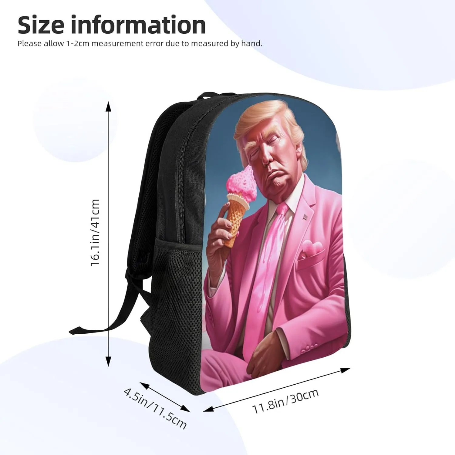 Ice Cream Trump Backpack Waterproof Anti Theft Durable Light Laptop Bag Backpacks For Women Men Travel Gym Backpack