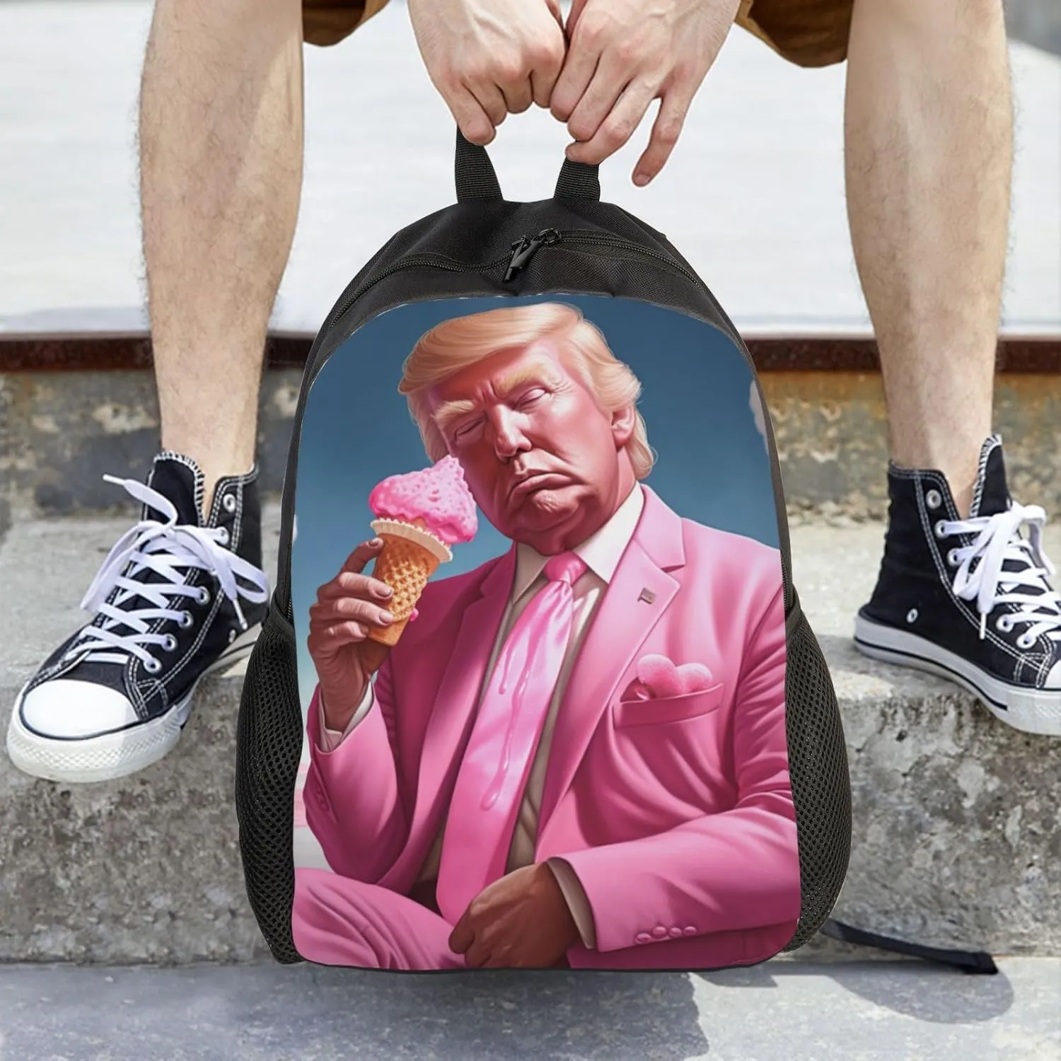 Ice Cream Trump Backpack Waterproof Anti Theft Durable Light Laptop Bag Backpacks For Women Men Travel Gym Backpack