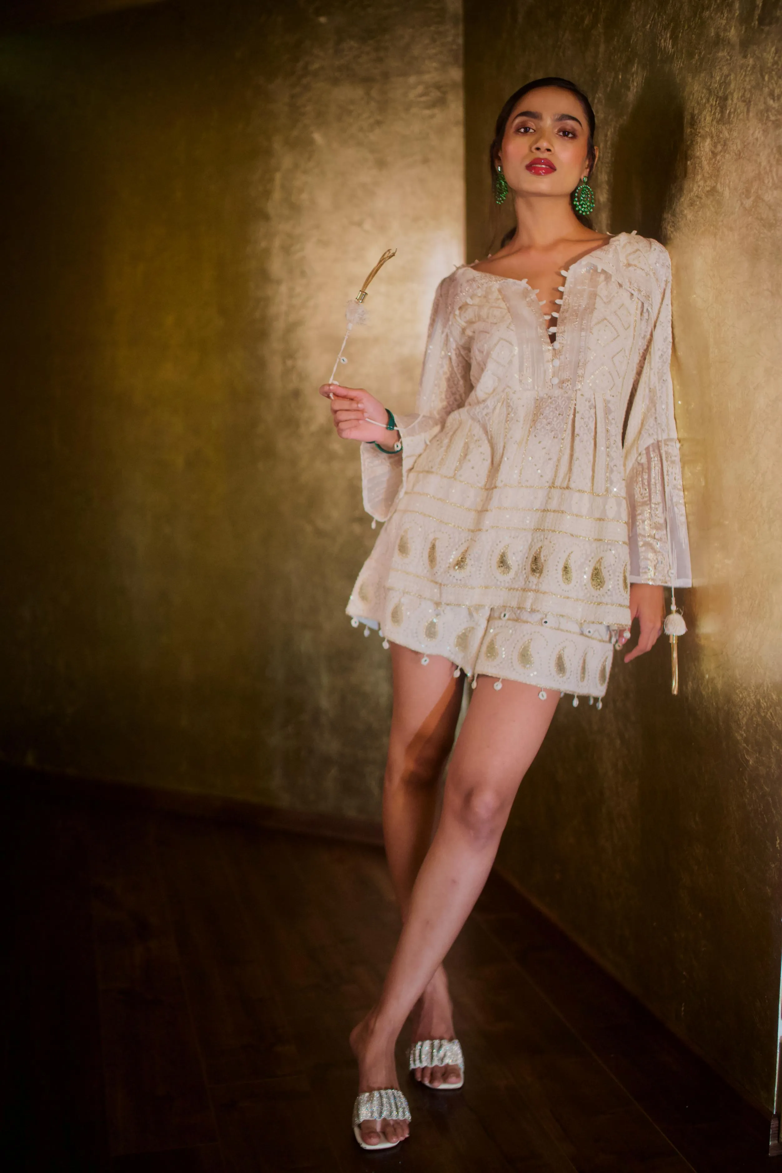 IVORY CHIKANKARI KURTI