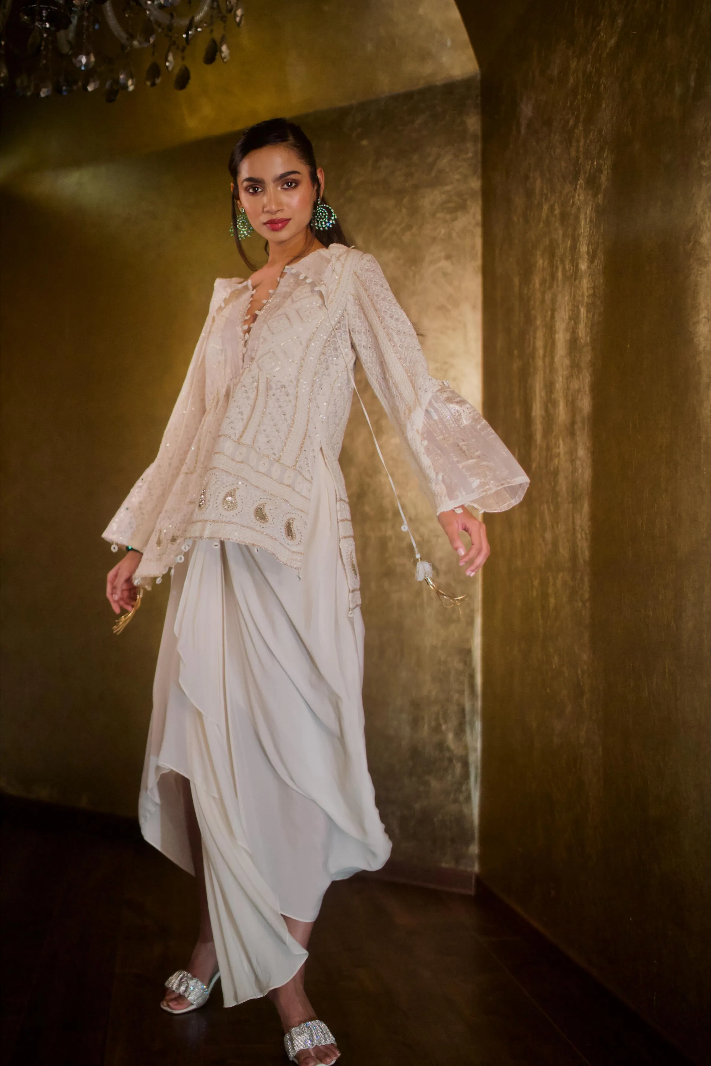 IVORY CHIKANKARI KURTI
