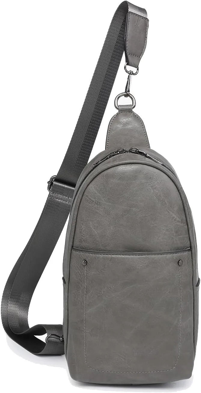 JEN & CO. Pamela Small Sling Bag for Women Vegan Leather Crossbody Fanny Pack Chest Bag with Double Zip for Travel