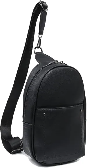 JEN & CO. Pamela Small Sling Bag for Women Vegan Leather Crossbody Fanny Pack Chest Bag with Double Zip for Travel