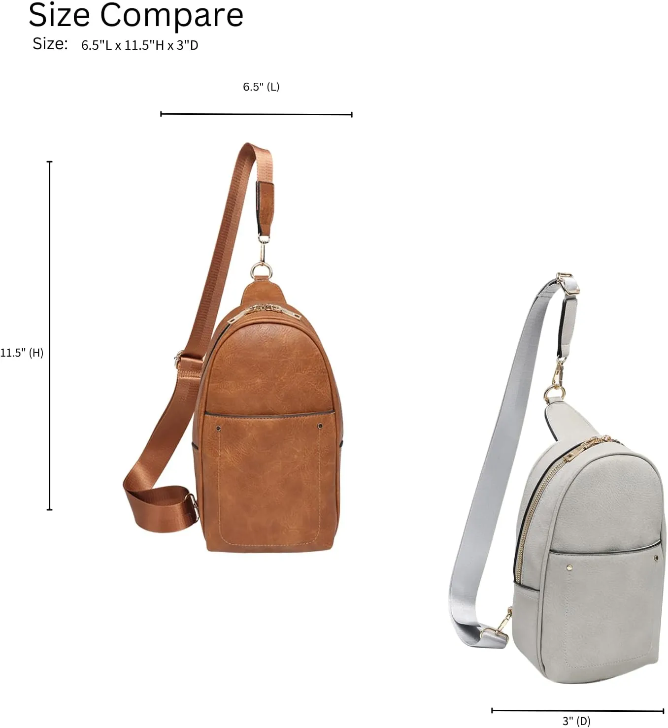 JEN & CO. Pamela Small Sling Bag for Women Vegan Leather Crossbody Fanny Pack Chest Bag with Double Zip for Travel