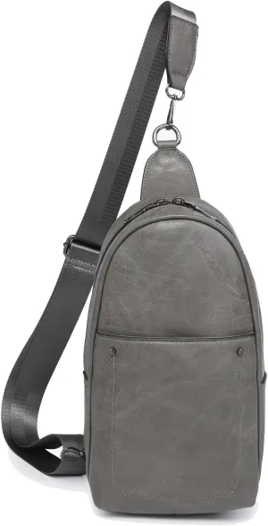 JEN & CO. Pamela Small Sling Bag for Women Vegan Leather Crossbody Fanny Pack Chest Bag with Double Zip for Travel