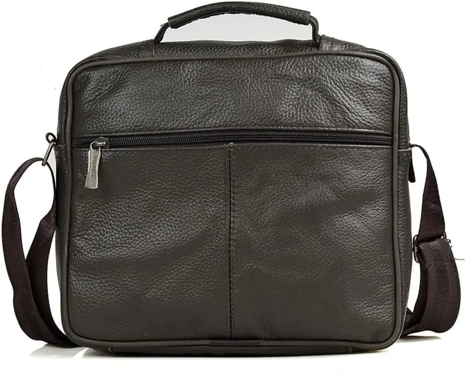 JSEIAJB Men's Genuine Leather Messenger Coffee Middle Size Handbags Tote Men Briefcase