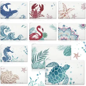 Kacctyen 10 Pcs Beach Makeup Bags Bulk Zipper Pouch Canvas Beach Themed Cosmetic Bags for Women Cruise Ship Essentials Bridesmaid Wedding Sea Summer Vacation Organization Cruise Party Favors