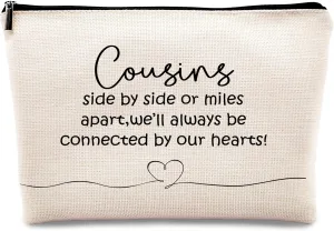 Kdqua Cousins Gifts Makeup Bag, Unique Birthday Gifts for Cousin, Linen Cosmetic Bag Zipper Pouch Travel Toiletry Bag