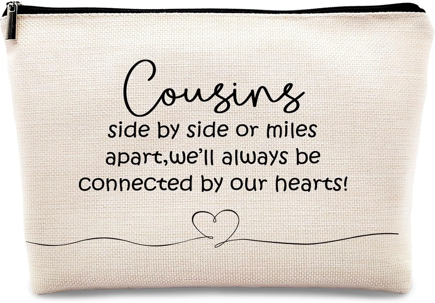 Kdqua Cousins Gifts Makeup Bag, Unique Birthday Gifts for Cousin, Linen Cosmetic Bag Zipper Pouch Travel Toiletry Bag