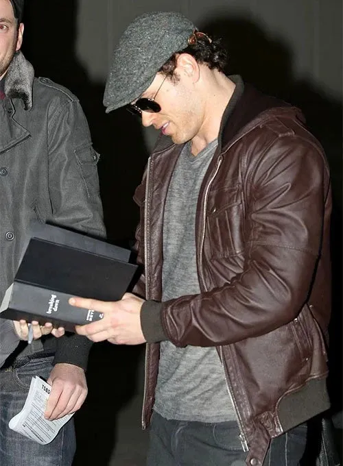 KELLAN LUTZ LEATHER JACKET BROWN LEATHER JACKET