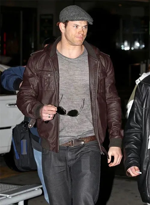 KELLAN LUTZ LEATHER JACKET BROWN LEATHER JACKET