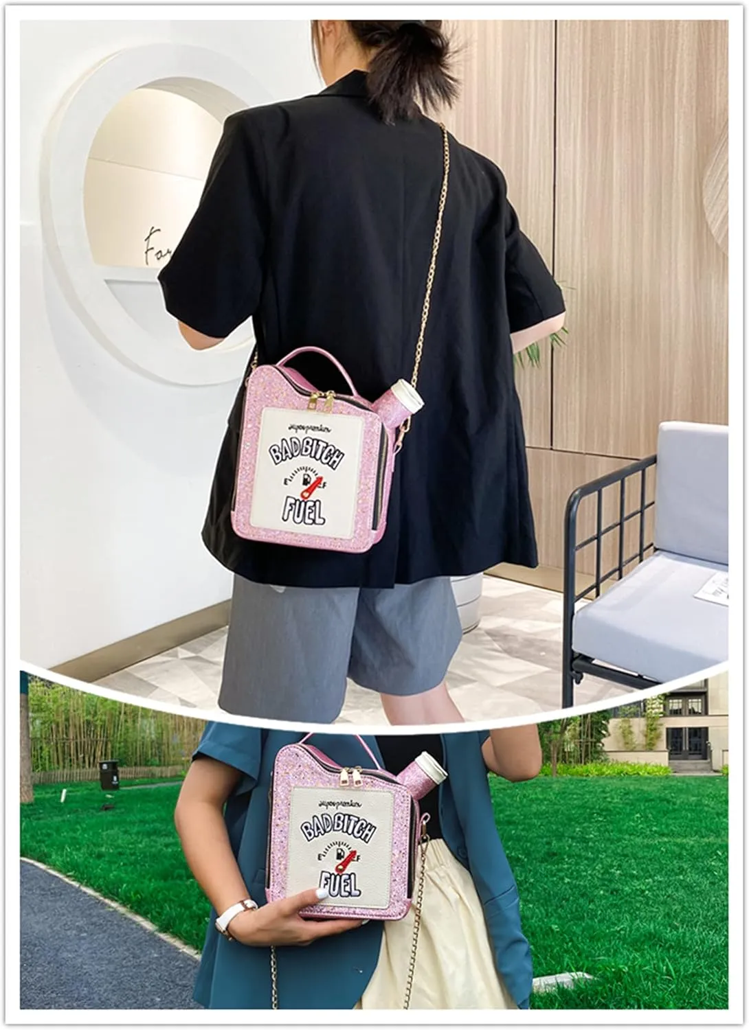 KUANG! Women's Fashion Sequin Crossbody Bag - Fun Gasoline Handbag Shoulder Bag for Women