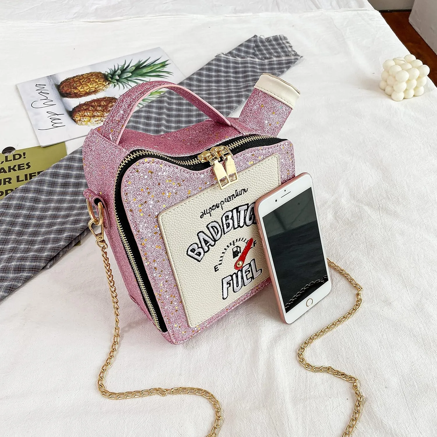 KUANG! Women's Fashion Sequin Crossbody Bag - Fun Gasoline Handbag Shoulder Bag for Women