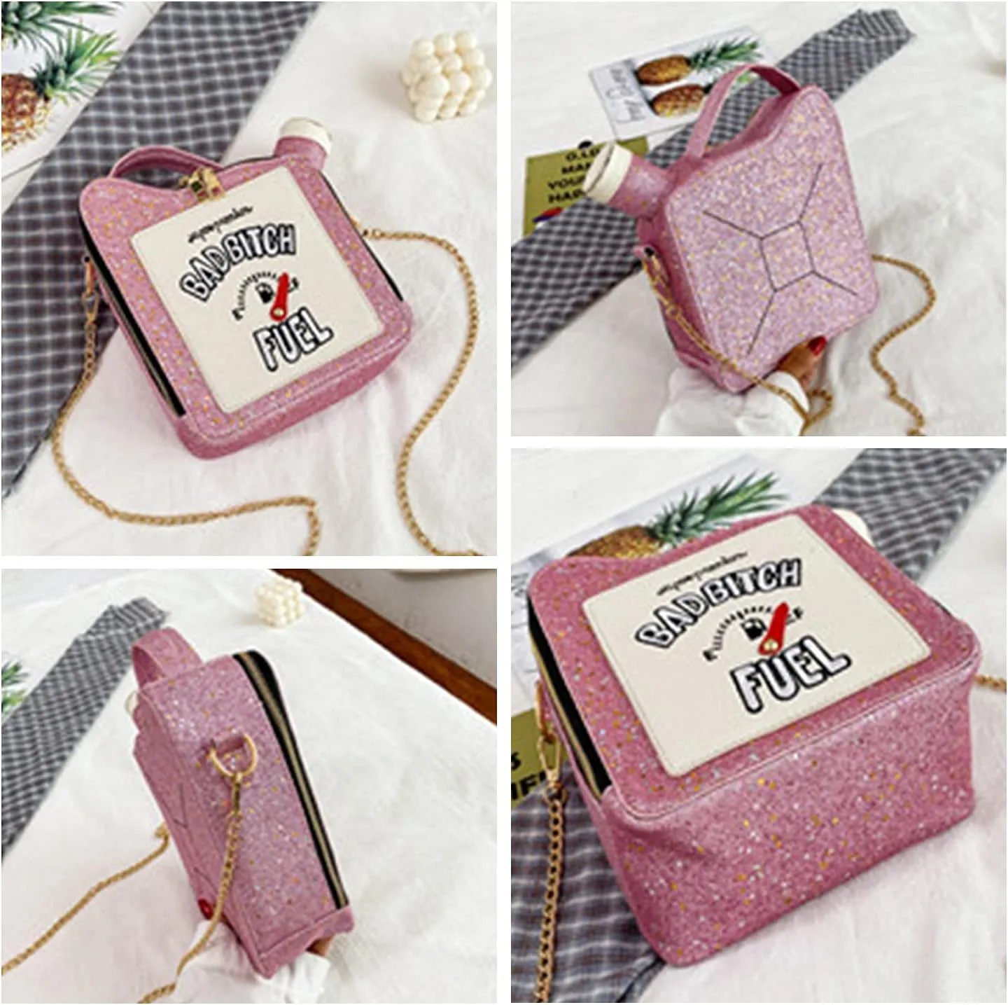 KUANG! Women's Fashion Sequin Crossbody Bag - Fun Gasoline Handbag Shoulder Bag for Women