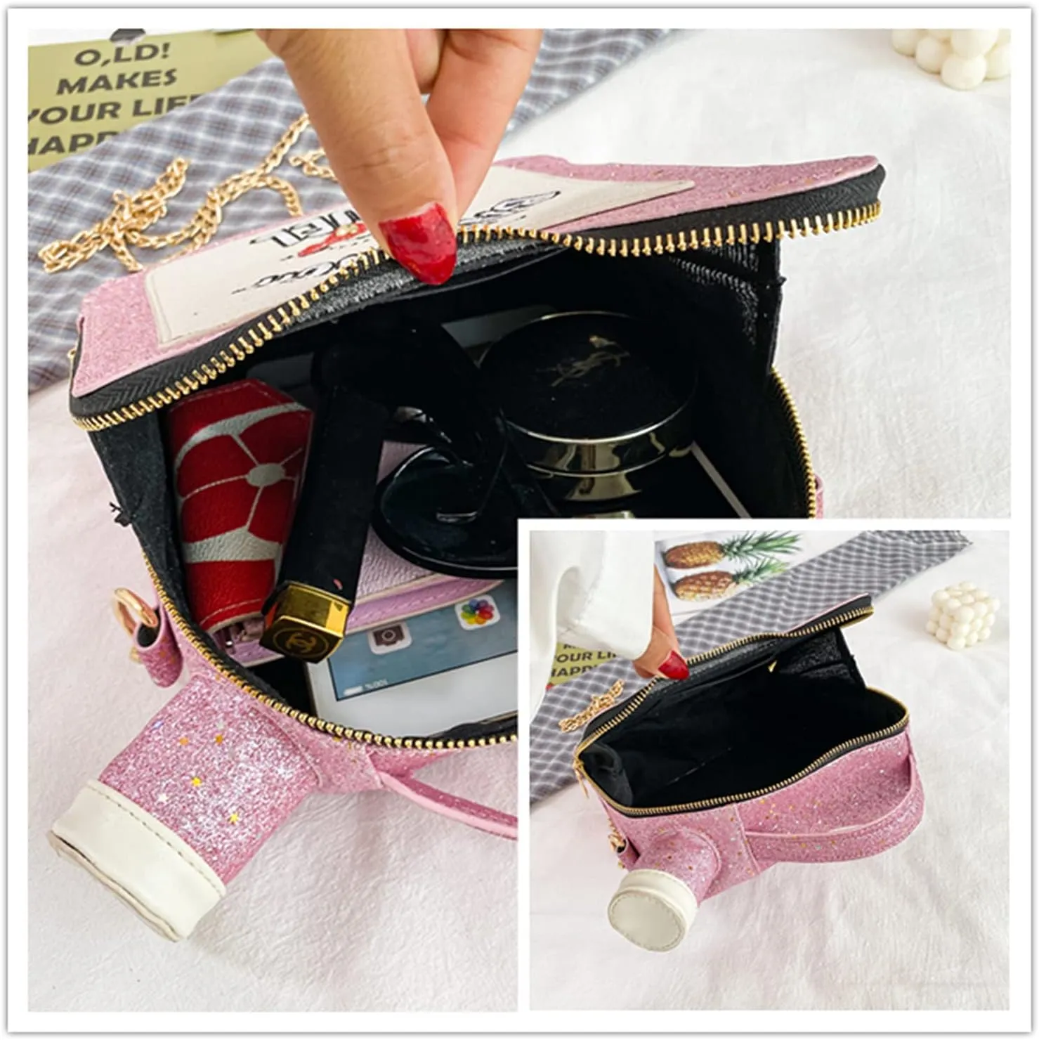 KUANG! Women's Fashion Sequin Crossbody Bag - Fun Gasoline Handbag Shoulder Bag for Women