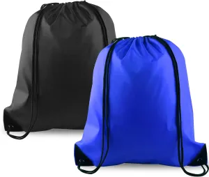KUUQA 2 Pcs Drawstring Backpack Bags Bulk Sports Cinch Sack String Backpack Storage Bags for Gym TravelingBlack, Blue