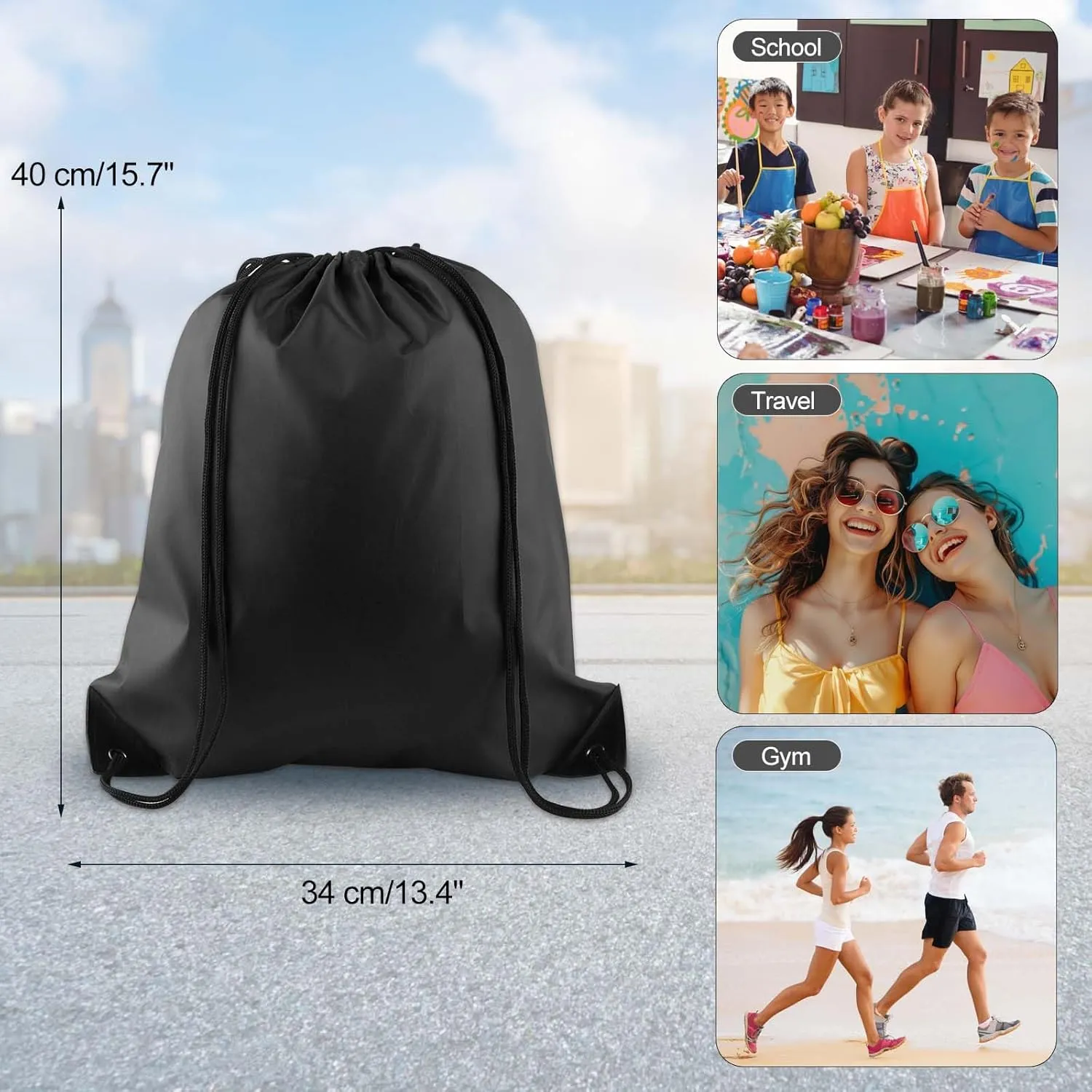 KUUQA 2 Pcs Drawstring Backpack Bags Bulk Sports Cinch Sack String Backpack Storage Bags for Gym TravelingBlack, Red