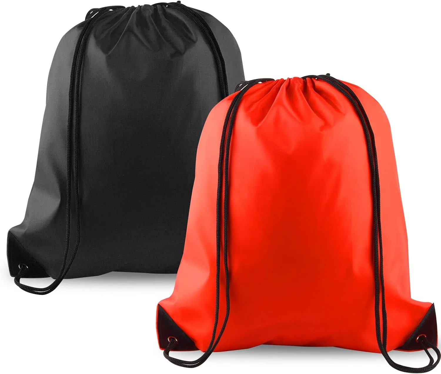 KUUQA 2 Pcs Drawstring Backpack Bags Bulk Sports Cinch Sack String Backpack Storage Bags for Gym TravelingBlack, Red