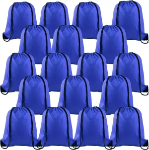 KUUQA 20Pcs Drawstring Backpack Bag Bulk Blue Drawstring Bags String Backpack Sport Gym Sack Bags Foldable Storage Bag for Women Men Shopping Gym Travel Sports