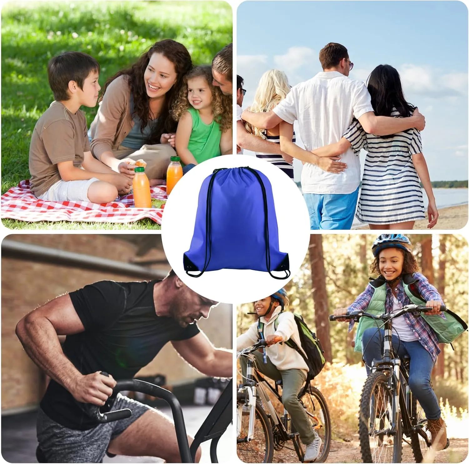 KUUQA 20Pcs Drawstring Backpack Bag Bulk Blue Drawstring Bags String Backpack Sport Gym Sack Bags Foldable Storage Bag for Women Men Shopping Gym Travel Sports